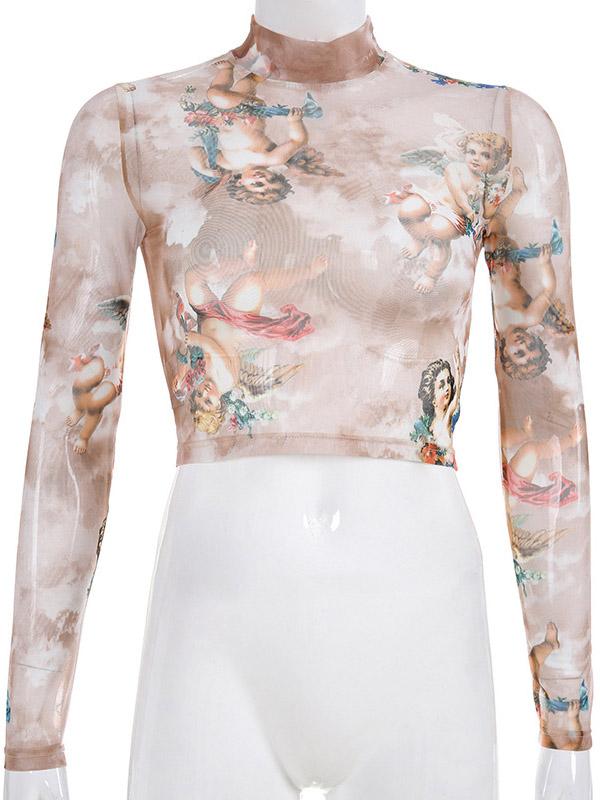 Sports Printed Gauze Crop T-shirt