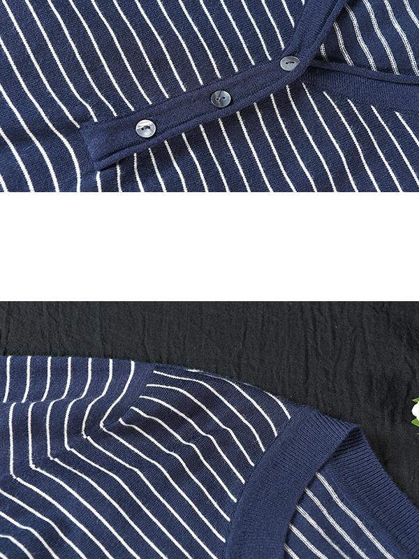 Buykud V-Neck Striped Long Sleeve Casual Blouse