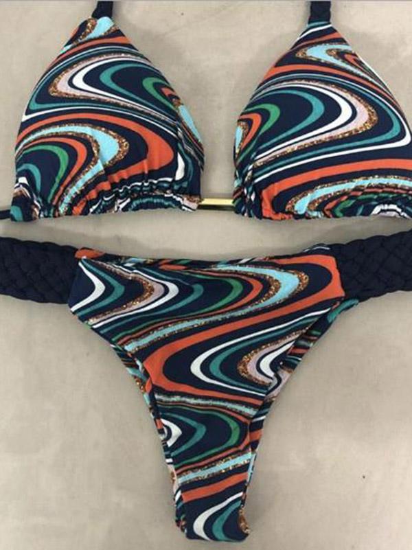 Printed Triangles Triangles Split Bikini Swimsuit