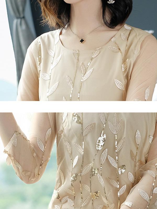 Casual Grenadine Embroidered Midi Dress