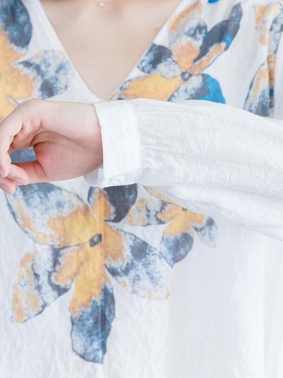 Loose Plus Size Flower Printed Blouse Tops