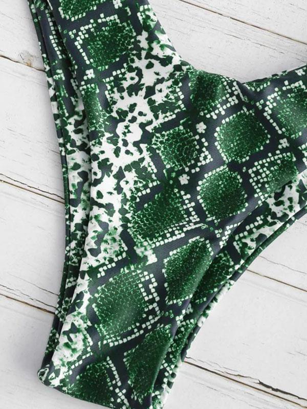Snakeskin Printed Bandeau Bikinis Swimwear