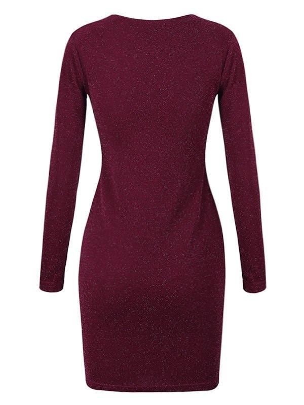 Vintage Wrap Solid Bandage Mini Dresses