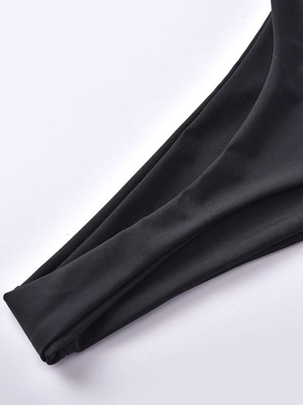 Solid Color Bandage Split Bikini Swimsuit