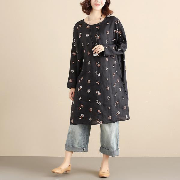 Embroidery Long Sleeve Loose Casual Women Blouse