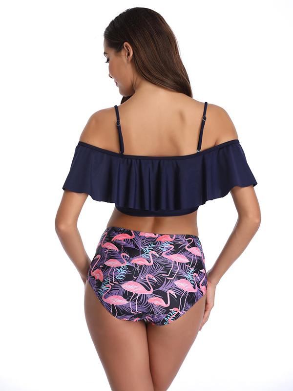 Sexy Falbala Printed Bikinis Swimwear