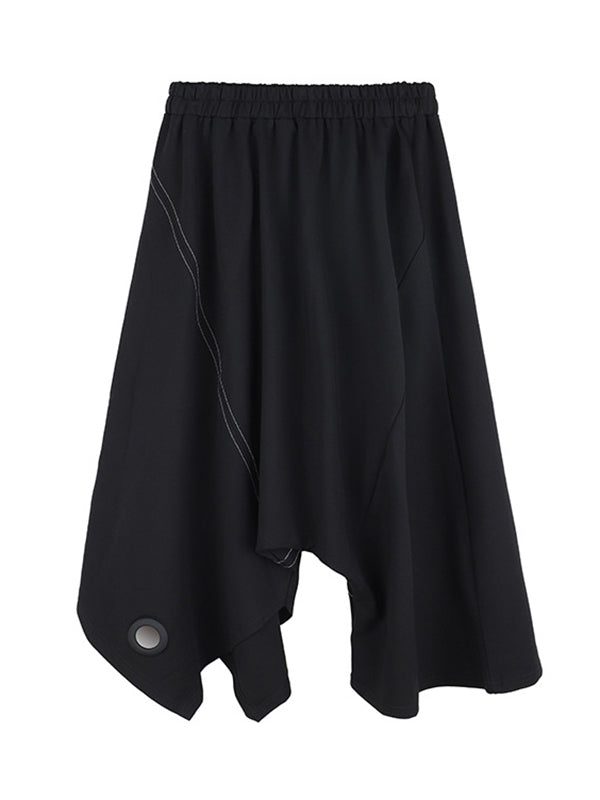 Urban Irregular Solid Color Elasticity Wide Leg Harem Pants