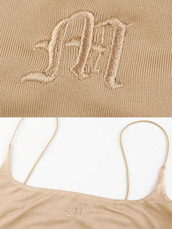 Sexy Embroidered Spaghetti-Neck Vest Top