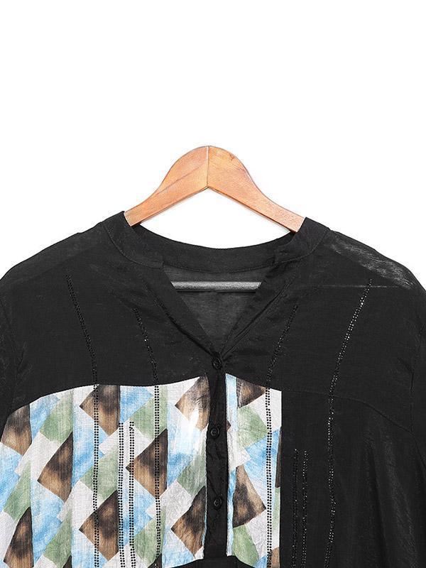 Original Printed V-Neck Blouses&Shirts Tops