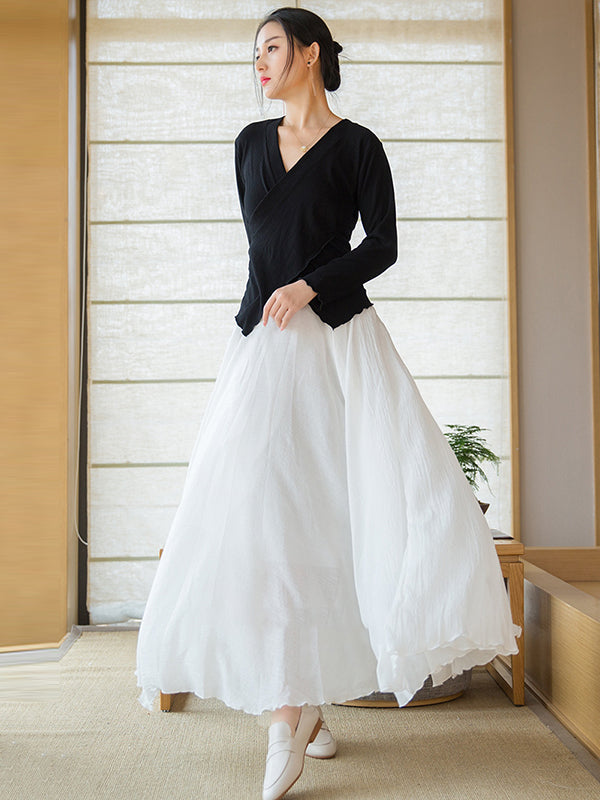 Original Loose Simple Linen Cotton Skirt