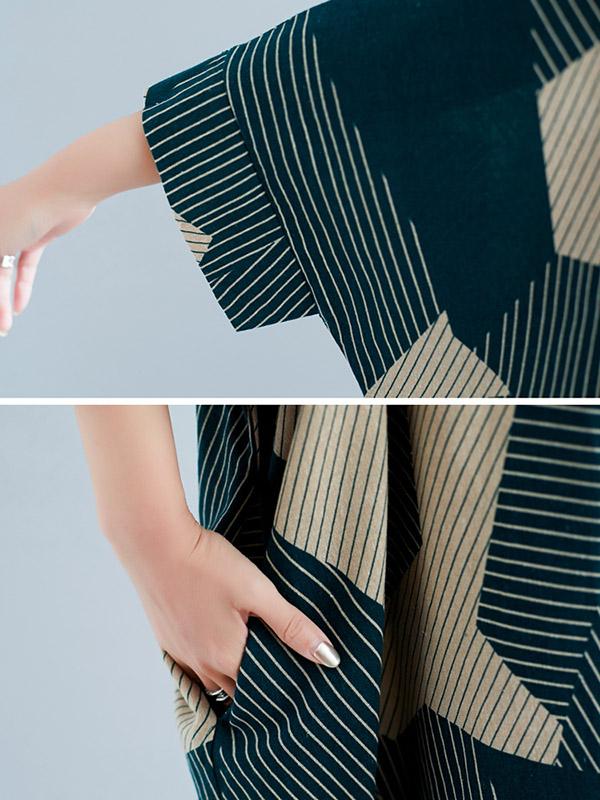 Plus Size Loose Geometric Pattern Maxi Dresses