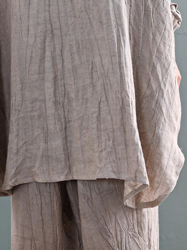 Casual Solid Linen Long Blouse