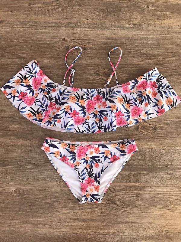 Off-the-shoulder Printed Bikinis Swimwear