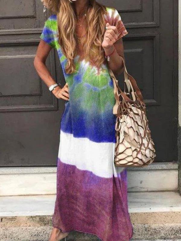 Printed V-neck Maxi Dress