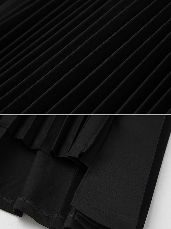 Stylish Solid Color Irregular Empire Waisted Pleated Skirts