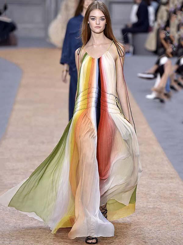 Rainbow Printed Maxi Dress