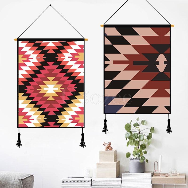 Brown Geometric Pattern Printed Wall Hanging Decoration