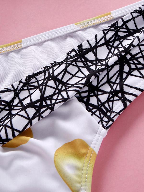Fruit Print Contrast Color Bikini Set