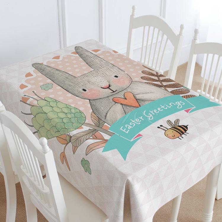 Easter Greeting Rabbit Casual Printed Tablecloth