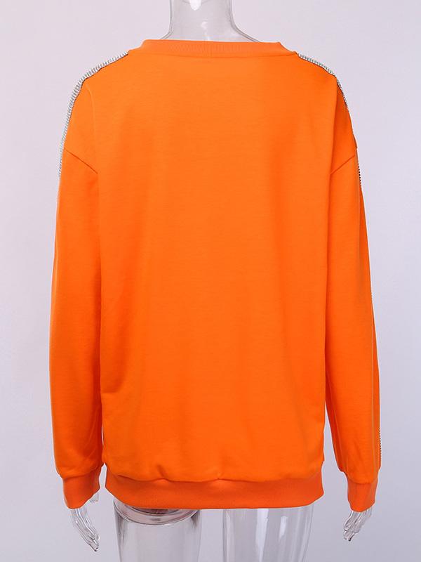 Pink Drilling Round-neck Sweatshirt