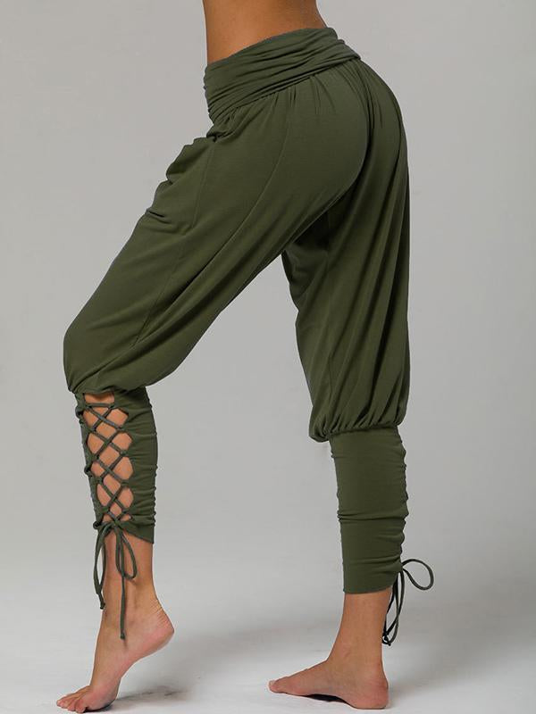 Solid Loose Bandage Athletic Pants