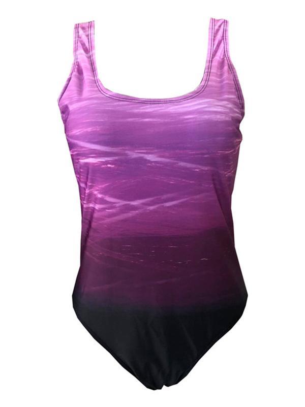 Gradient Backless One-piece Swimwear