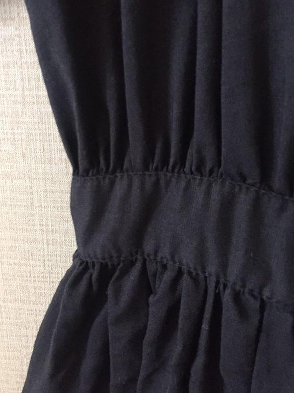 Ramie Cotton Black Loose V-neck Batwing Sleeves Linen Dress