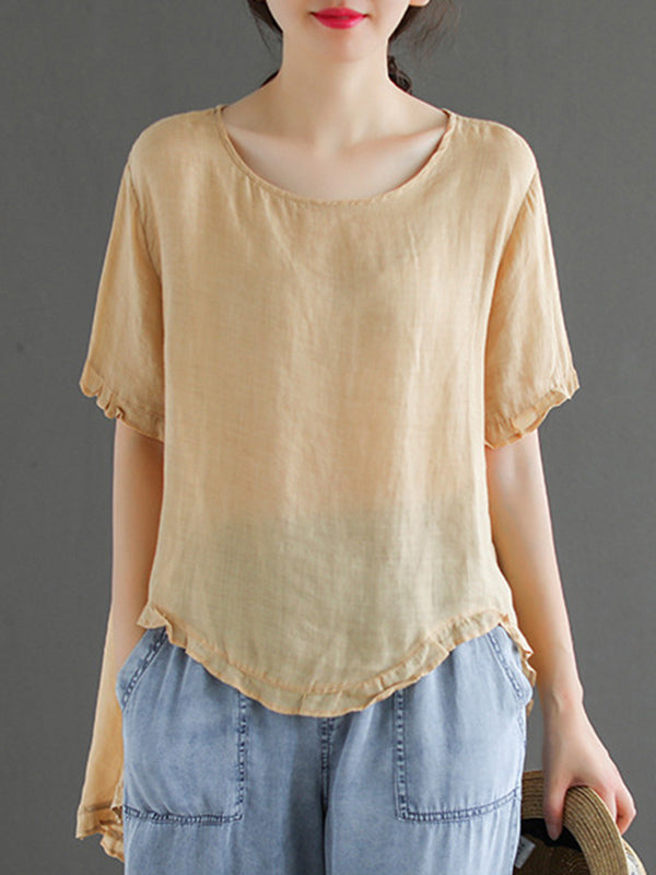 Original Irregularity Solid T-Shirts Tops
