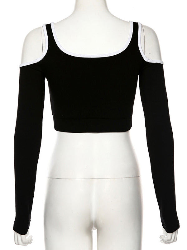 Long Sleeves Printed U-Neck Tees