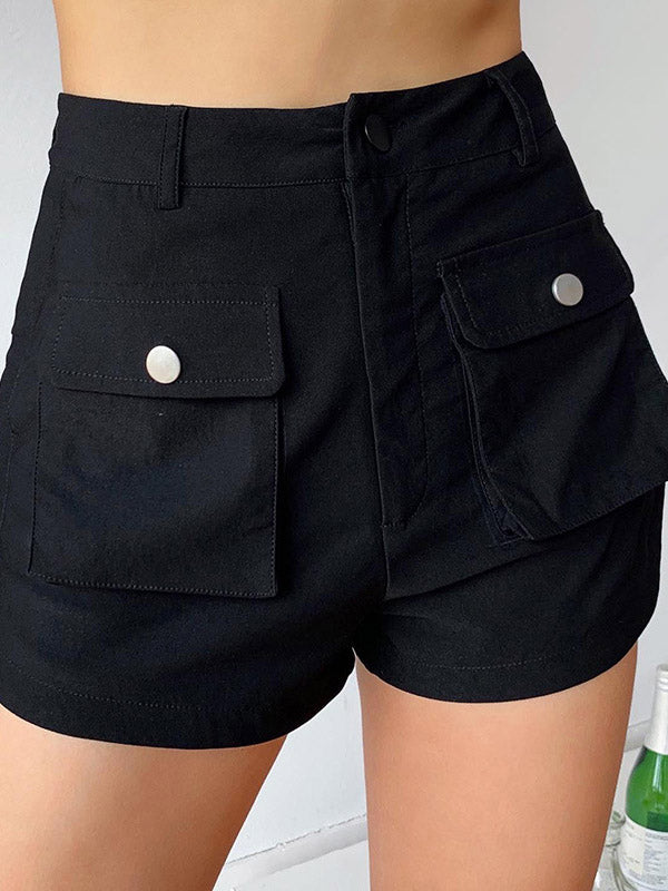 Loose Solid Color Pockets Shorts