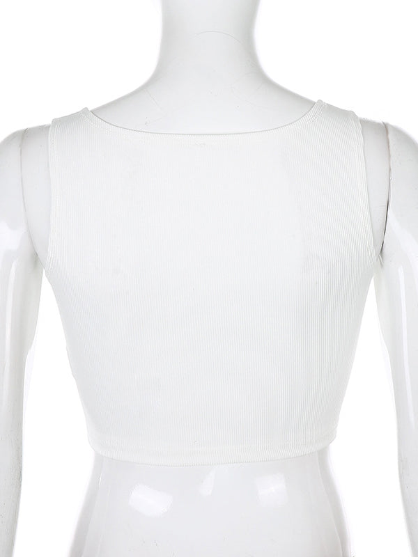 Solid Color Wrap Bandage Exposed Navel Tanks