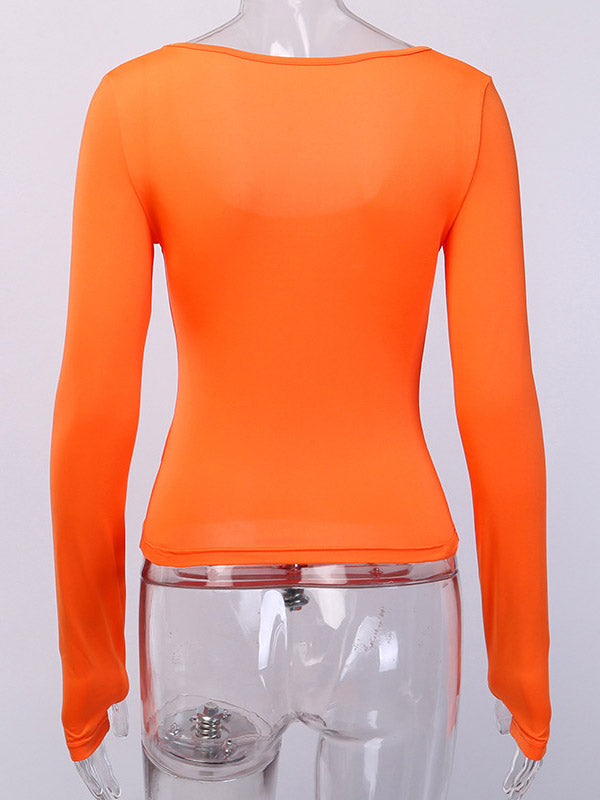 Fluorescent Long Sleeves Wrap Tees