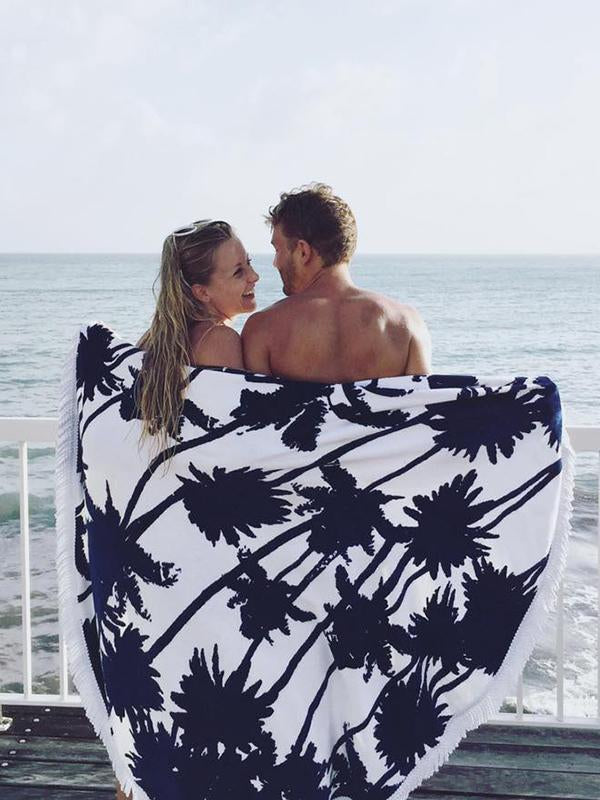 Popular Leaf Pattern Tassels Round Beach Mat Yoga Mat