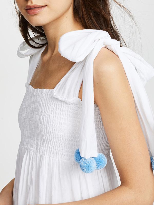 Bohemia Pompoms Knotted Bowknot Split-front Maxi Dress