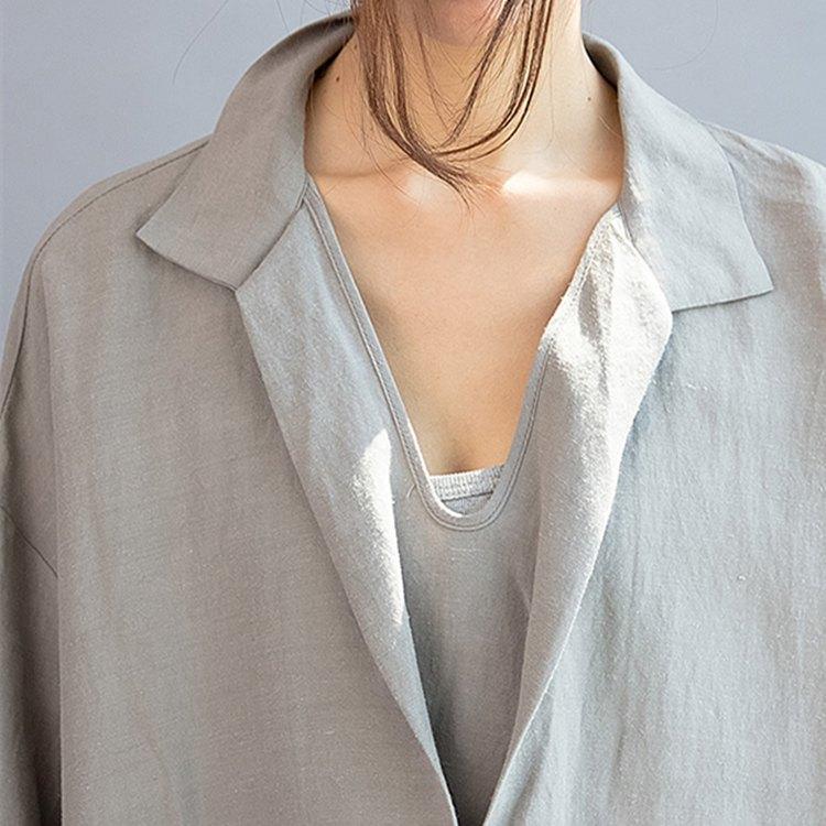 Women cotton linen casual loose fitting summer dress