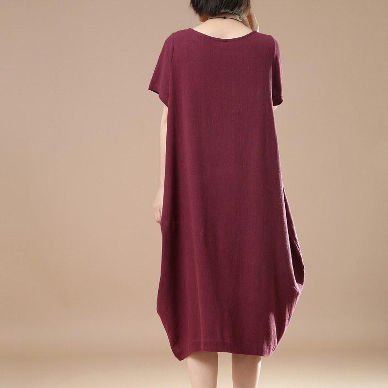 Women Cotton Linen Dress Loose Dress Summer Dress Short Sleeve Dress Large Size Dress