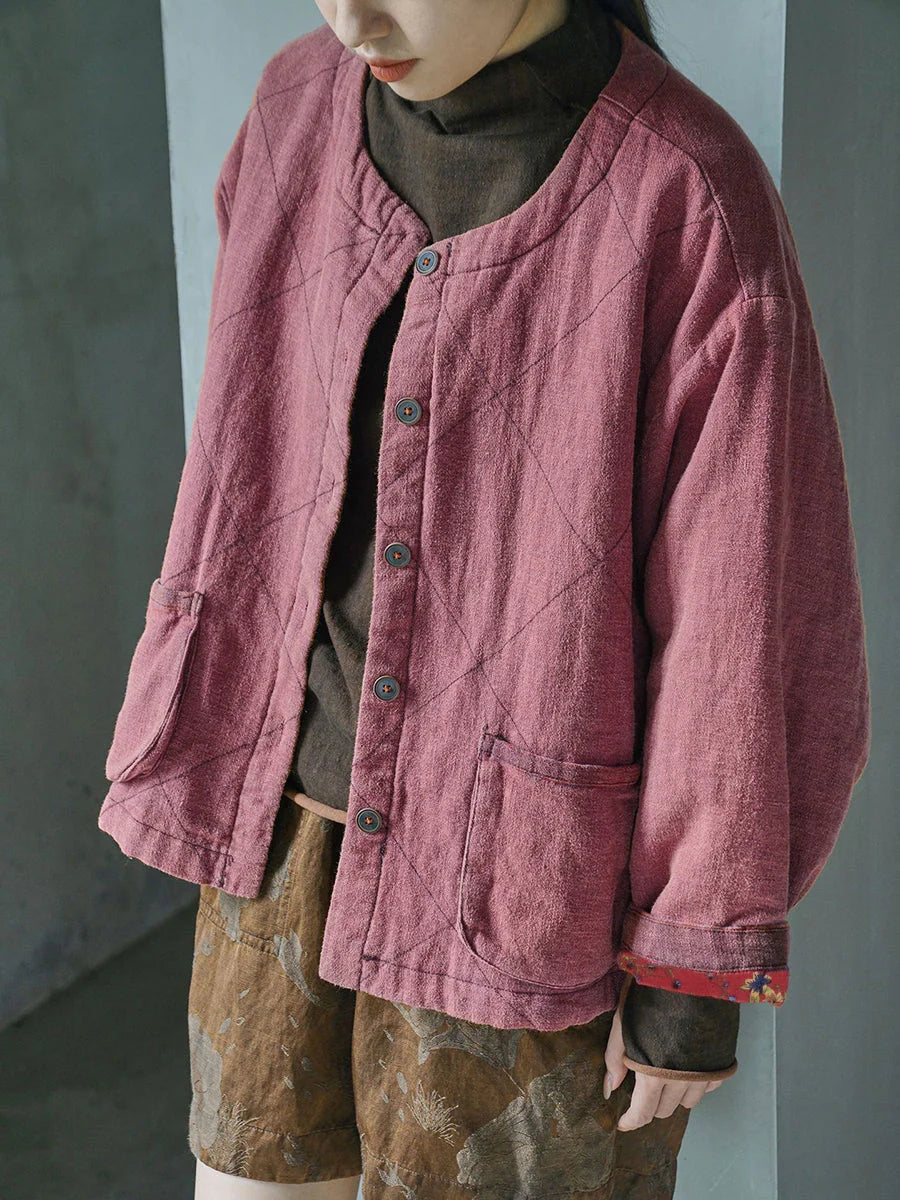 Cozy Meets Chic: RRDEYE’s Vintage Linen Padded Coat & Pants Set