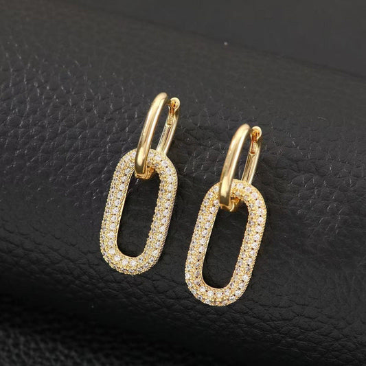 pendientes geométrico dorado cobre