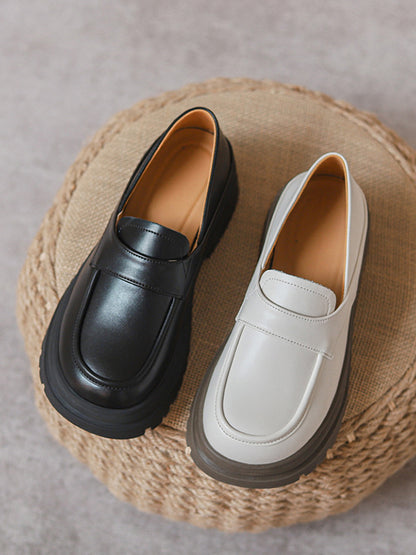 Round-Toe Split-Joint Loafers Platform Shoes
