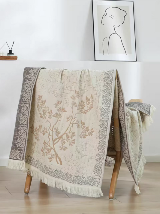 Jade Forest Jacquard Tassel Hemp Bath Towel