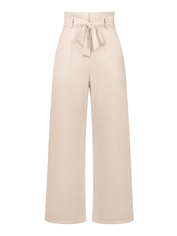 Simple Loose Wide Leg Solid Color Casual Pants Bottoms