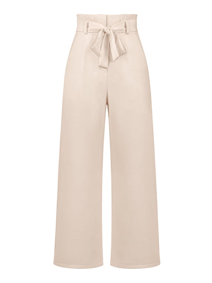 Simple Loose Wide Leg Solid Color Casual Pants Bottoms