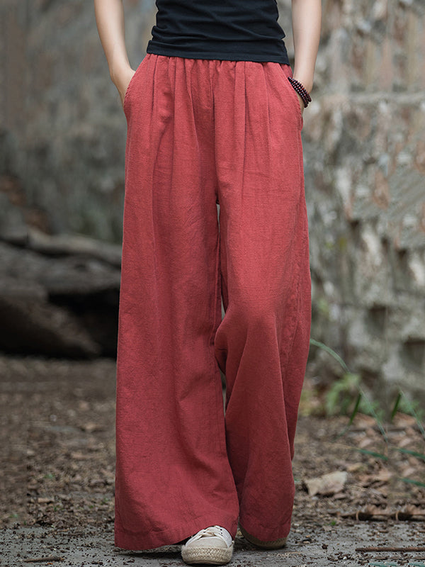 Wide Leg Elasticity Solid Color Pants Trousers