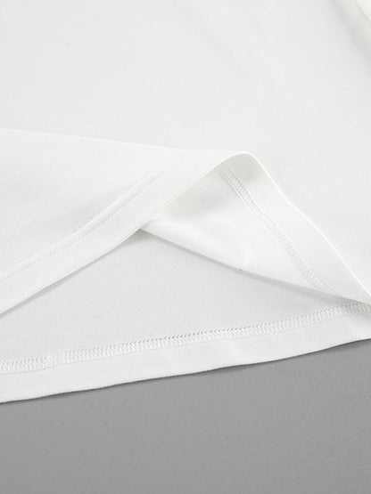 Long Sleeves Skinny Asymmetric Knot Pleated Solid Color Round-Neck T-Shirts Tops