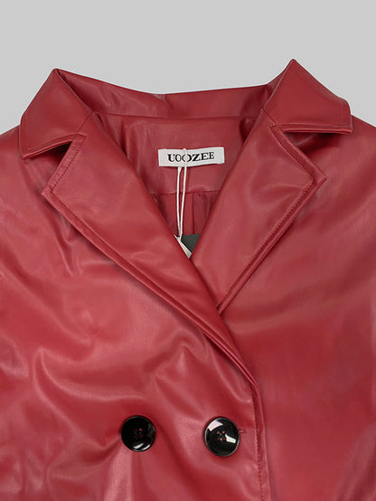 Long Sleeves Buttoned Solid Color Notched Collar Jackets&Coats Outerwear