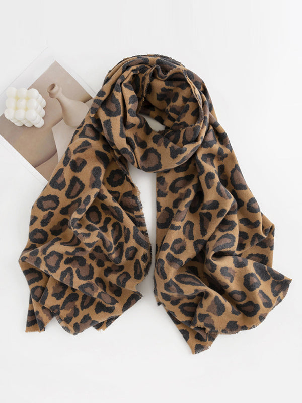 Fringed Leopard Shawl&Scarf