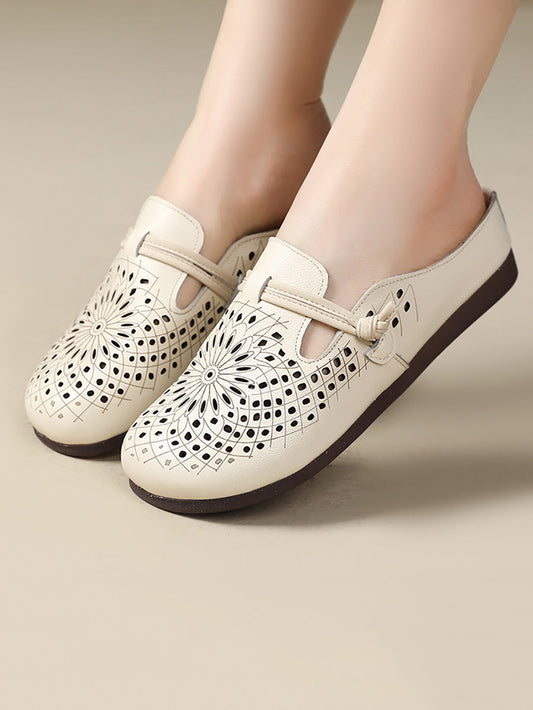 Women Summer Genuine Leather Hollow Out Shoes