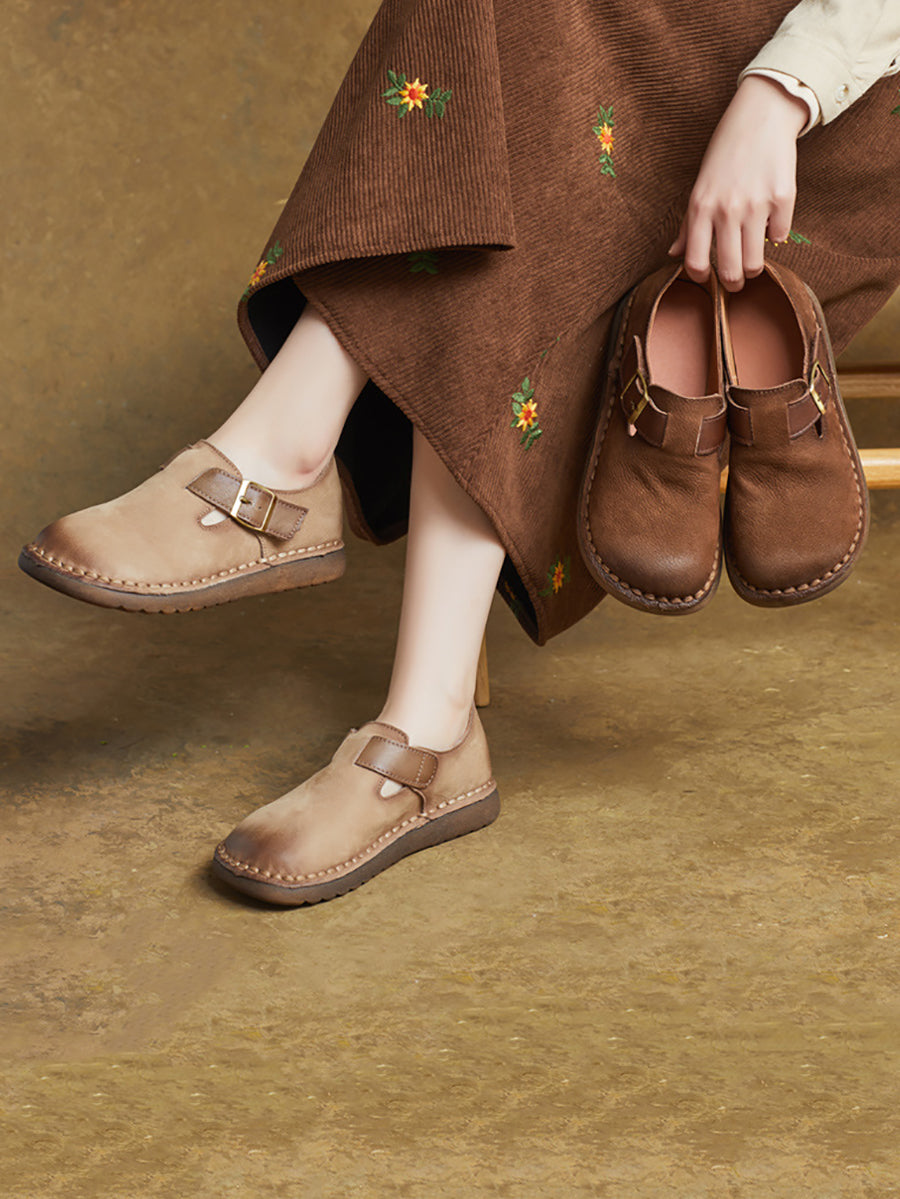 Women Casual Soft Genuine Leather Flat Shoes