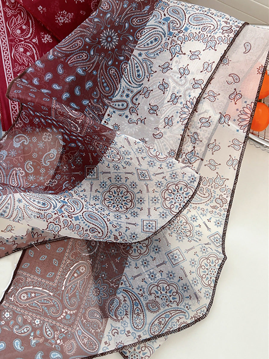 Women Thin Floral Triangle Scarf