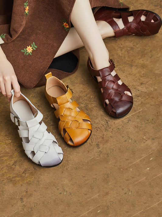 Women Casual Summer Leather Weave Sandals